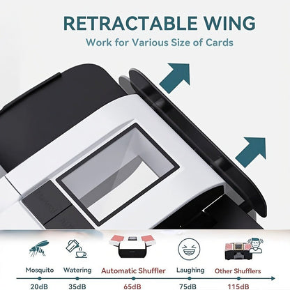 Automatic Card Shuffler USB Rechargeable 2000mAh Smart Sensor Dual Mode One-Button Start Hands-Free for Texas Hold'em Bridge Blackjack