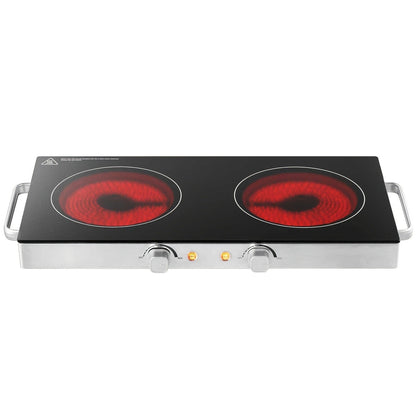 Portable Electric Stove Stainless Steel Single Burner Hot Plate with Temperature Control for Home Cooking, Dining and Outdoor Meals