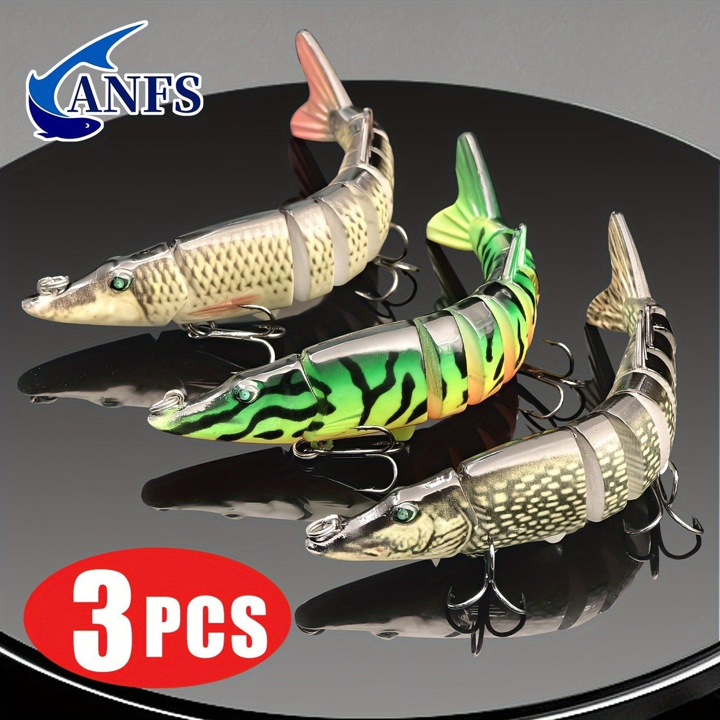 Multi-Jointed Swimbait Fishing Lures for Bass Trout Perch – Slow Sinking Lifelike 3D Eyes ABS Body, Pearl Powder Coating