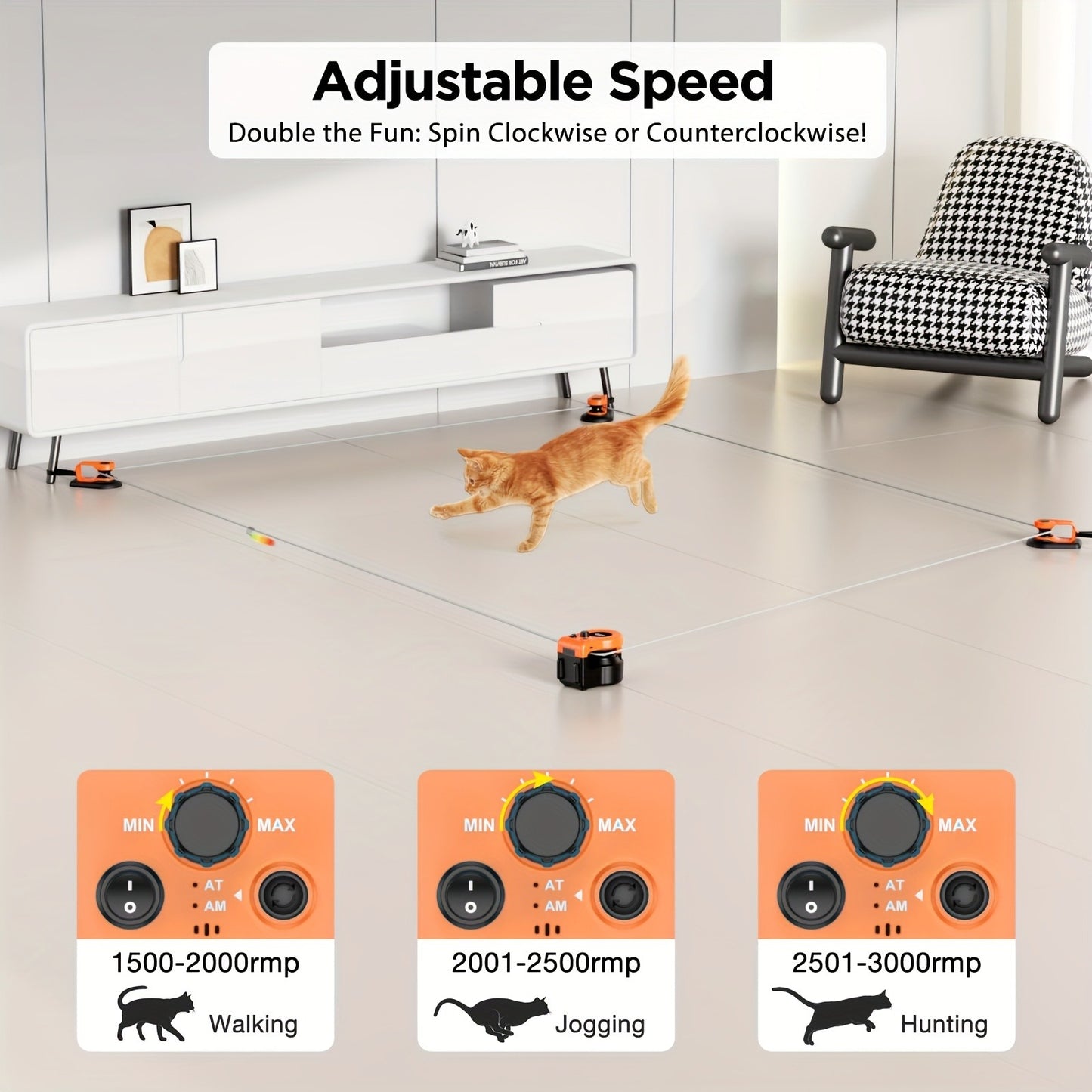 Interactive Cat Toy Auto & Remote Control – Electric Feather Mouse Lure Coursing Machine with DIY Track, Mouse Sounds, Auto Timer