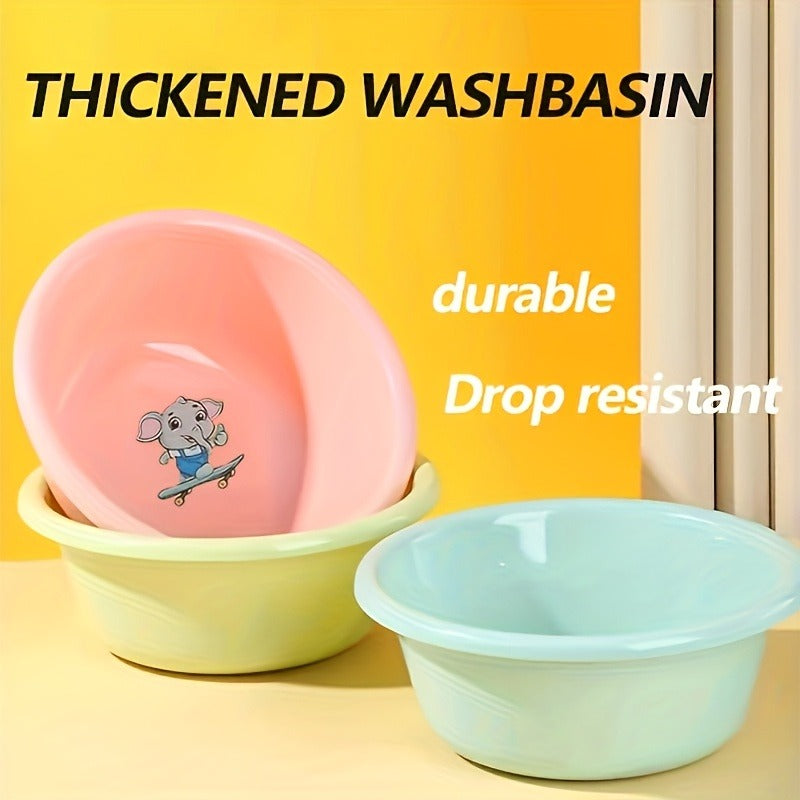 Plastic Wash Basin 12 Quart Stackable Round Tub – Portable Household Washing Bowl for Kitchen, Camping, Face Washing