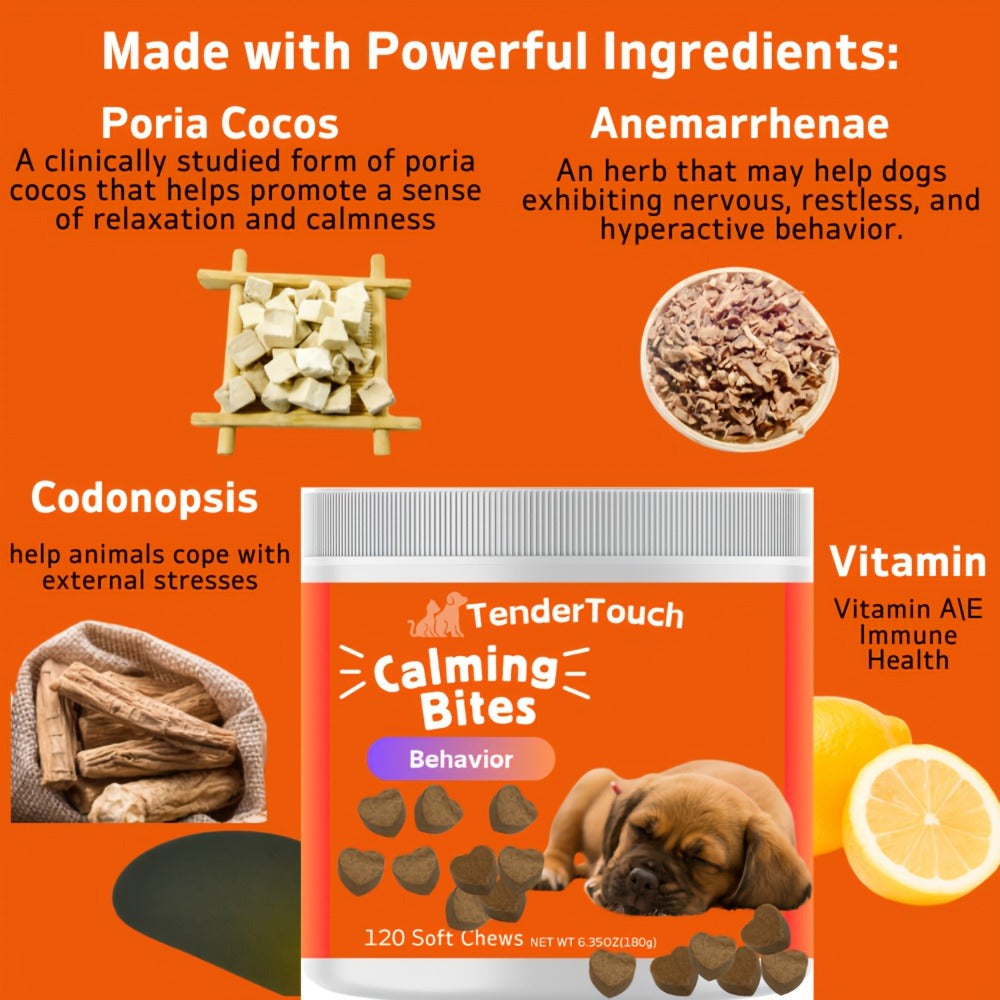 Dog Soft Chew Supplement with Poria Cocos, Codonopsis and Anemarrhenae, 120 Count in a 200 g Jar