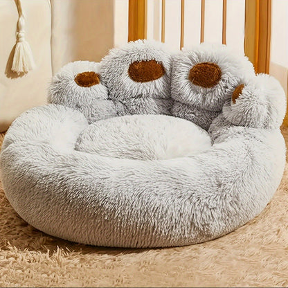 Dog Bed Cat Bed Bear Paw Round Plush Non-Slip – Soft Warm Cuddler Pet Mattress for Puppy, Small, Medium & Large Dogs and Cats