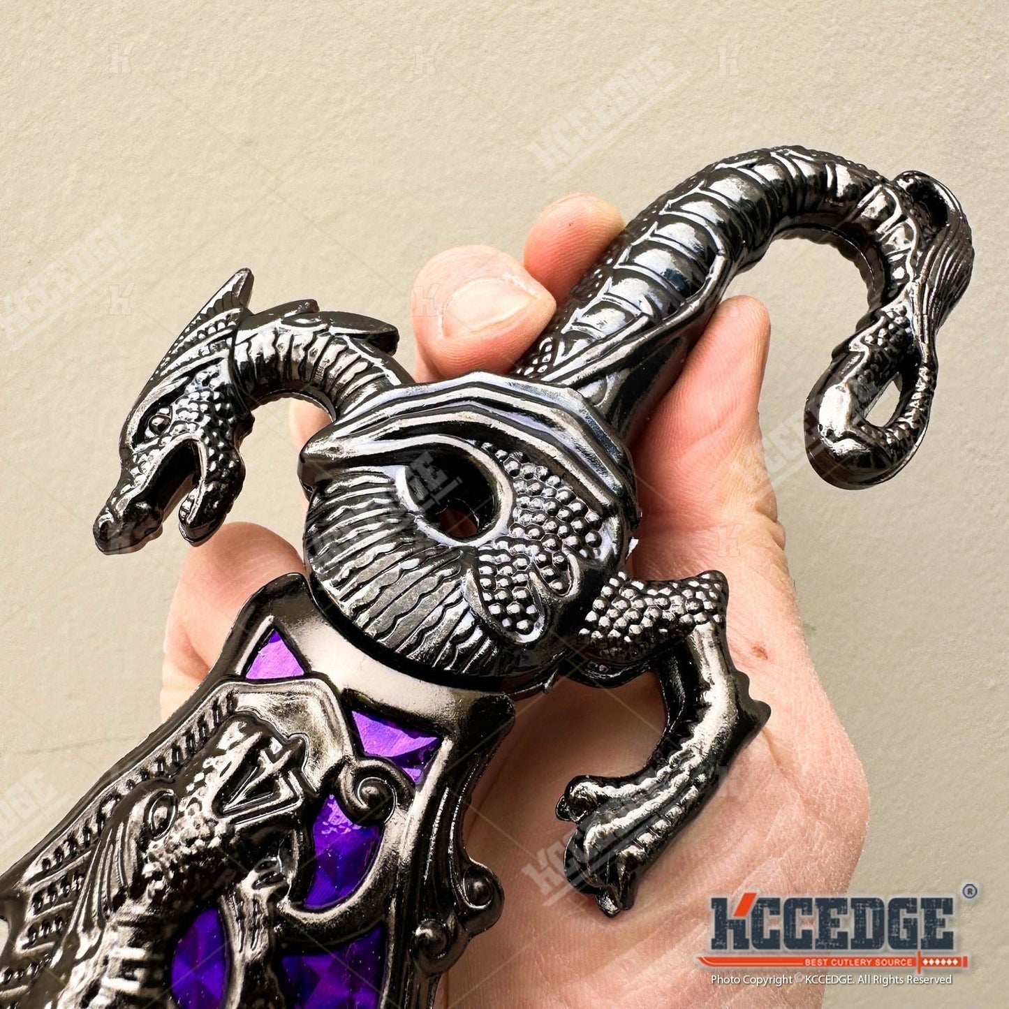 Medieval Fantasy Fixed Blade Knife with Scabbard – 9" Dragon Cosplay Collectible Dagger, 440 Stainless Steel