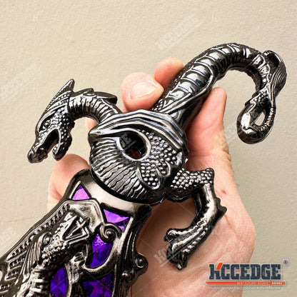 Medieval Fantasy Fixed Blade Knife with Scabbard – 9" Dragon Cosplay Collectible Dagger, 440 Stainless Steel