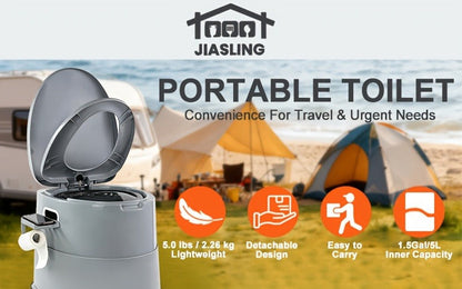 Extra Large Portable Toilet for Adults – Indoor Outdoor Commode with Detachable Inner Bucket & Removable Paper Holder