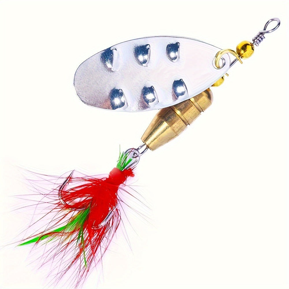 Fishing Lure Set 16-Piece Metal Spinner Spoon Baits with Feathered Single Hooks, Mixed Colors and Zipper Storage Case