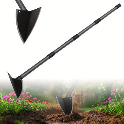 Garden Hoe Triangle Carbon Steel with Adjustable 15-72 Inch Long Handle, Sharp Triangular Blade for Weeding