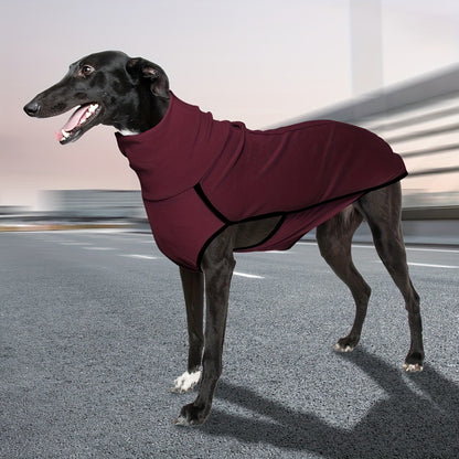 High Neck Dog Coat Warm Pullover – Solid Color Woven Polyester Pet Jacket, Machine Washable, All-Season Fall & Winter Dog Apparel