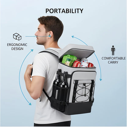 Insulated Cooler Backpack Leakproof Thermal Lunch Bag, Large Capacity Waterproof Cooling Rucksack for Camping, Hiking, Picnic & Beach