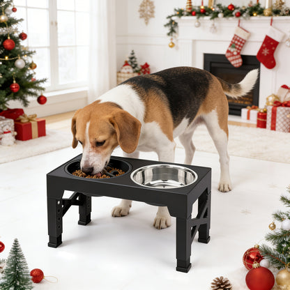 Elevated Dog Bowl Stand with 3 Stainless Steel Bowls – 5 Adjustable Heights, Slow Feeder Design for Small Medium Large Dogs | Anti-Slip