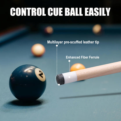 58-Inch Canadian Maple Pool Cue with 12.5mm Tip, Irish-Linen Wrap and Five SA-Series Design Codes