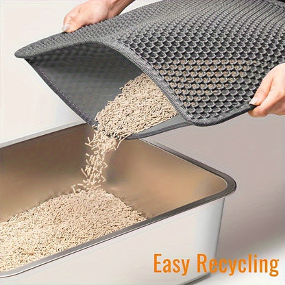 Cat Litter Mat Honeycomb Double Layer – Waterproof Urine-Proof Washable Litter Trapping Mat, Reduces Scatter & Easy to Clean