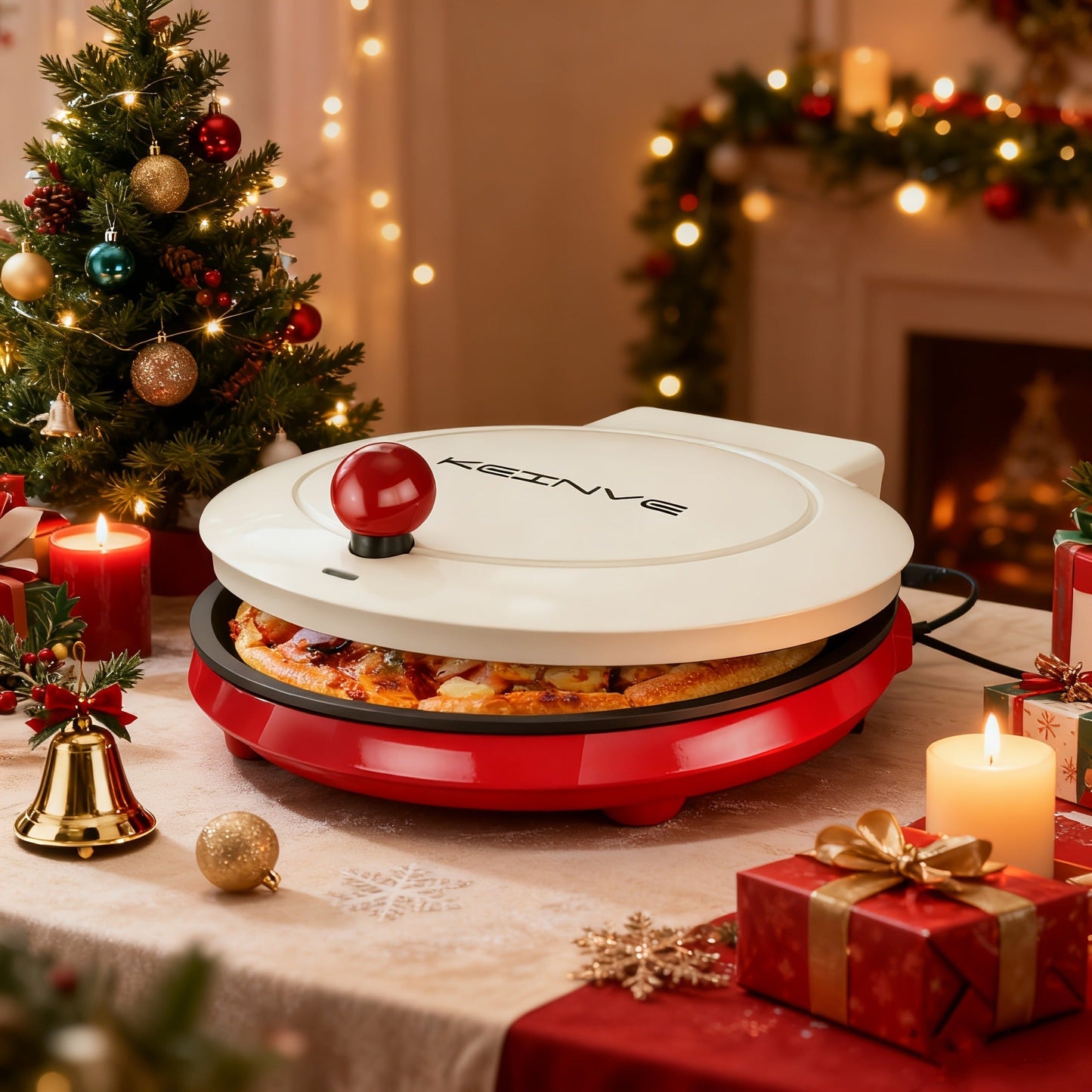 Electric Smokeless Indoor Grill 1500W, 2-in-1 Indoor Grill & Pizza Maker with 30-Min Timer, Auto Shut-Off