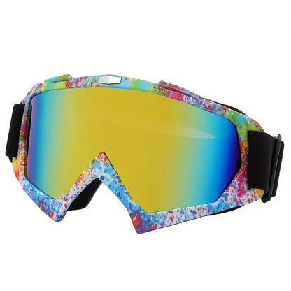 Patterned-Frame Ski Goggles with Four Red, Blue-Film, Clear and Black Lens-Finish Options for Winter Sports