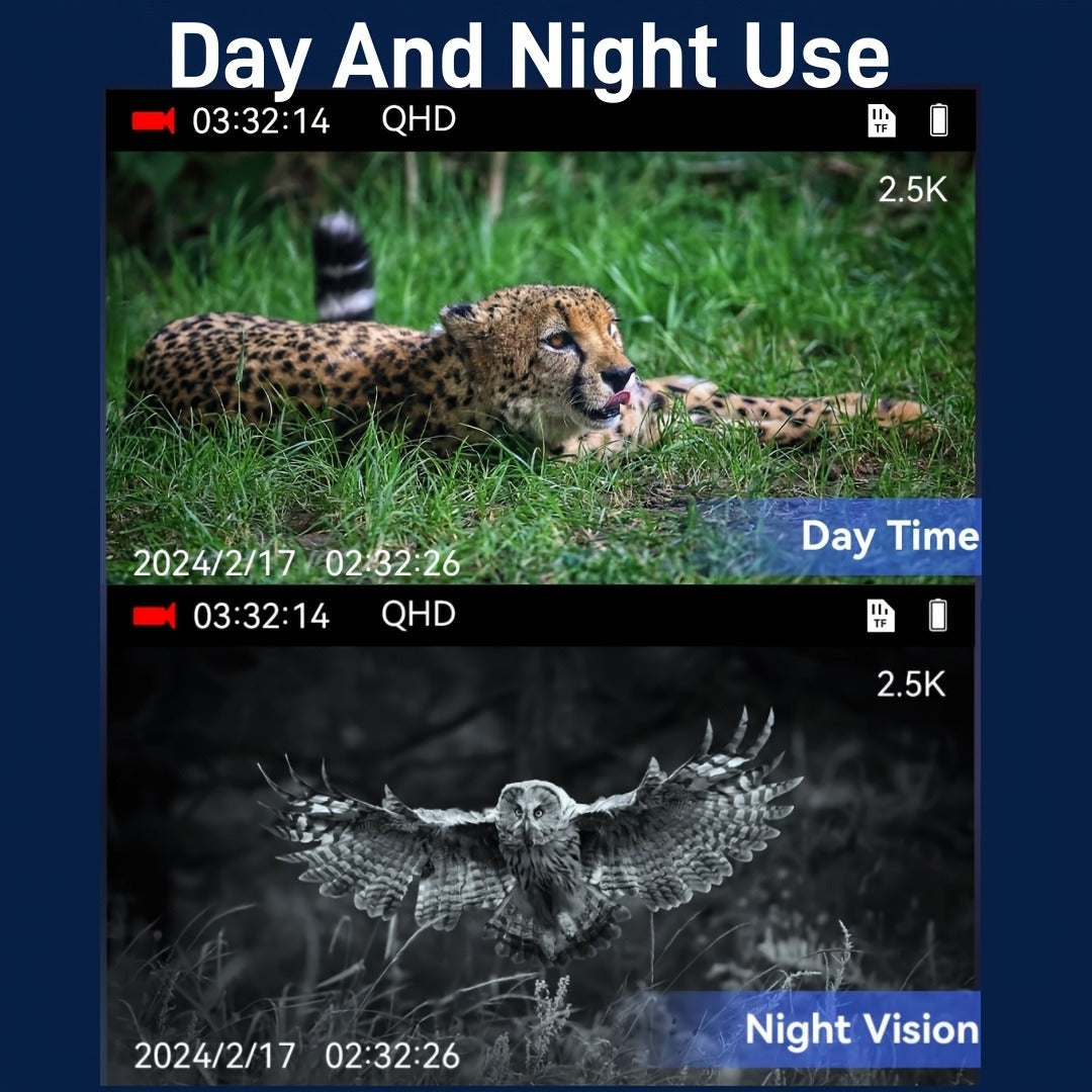 Night Vision Monocular with 850nm IR Illuminator, 5X Digital Zoom 2.5K FHD Camera 1.54" Display, Infrared Night Vision Scope for Hunting