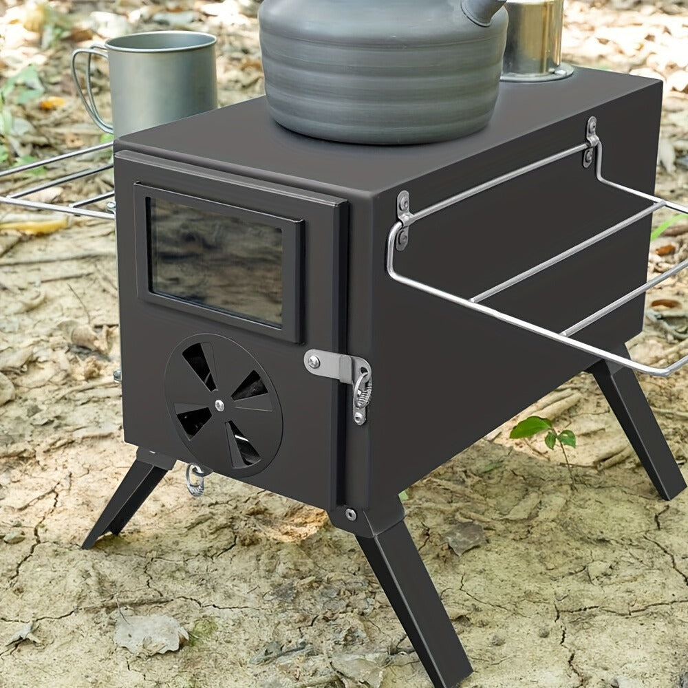 Wood Burning Camp Stove with Chimney Pipe Portable Outdoor Camping Stove for Cooking, BBQ, Boiling Water & Heating
