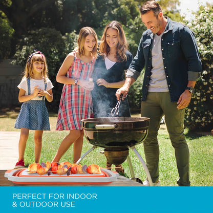 Collapsible BBQ Prep Caddy with Cutting Board & Lid – 3-in-1 Foldable Grill Preparation Tub, Food-Safe Plastic