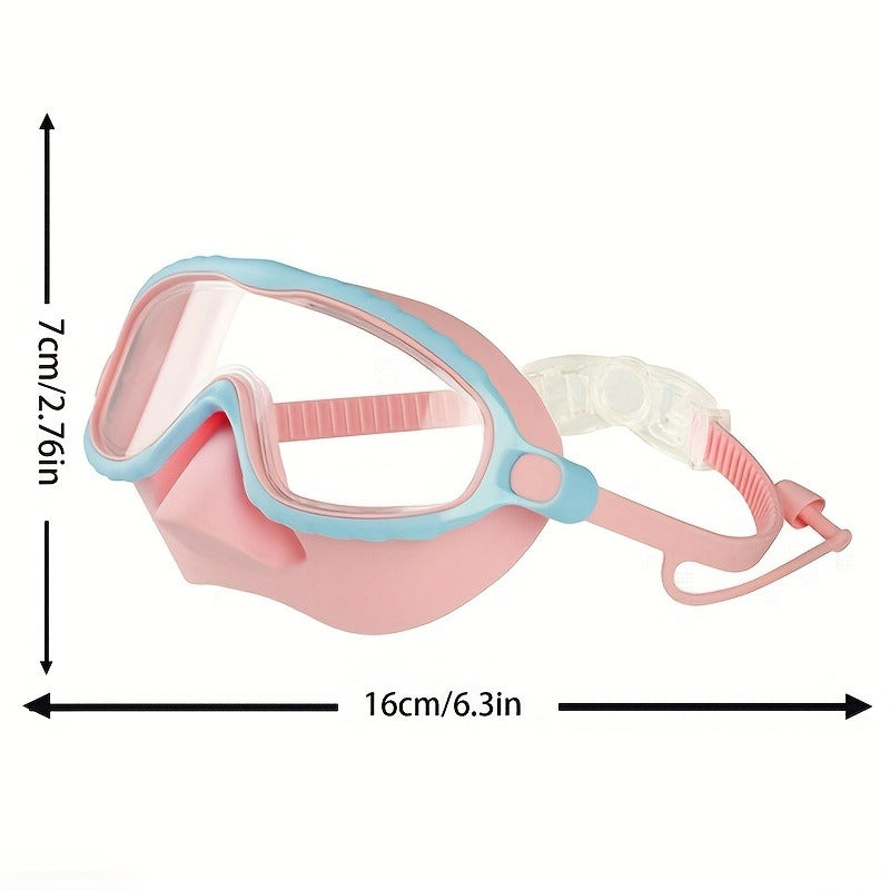 Oversized Swimming Goggles with Single-Lens Mask Frame, Adjustable Strap and Pink or Blue Color Options