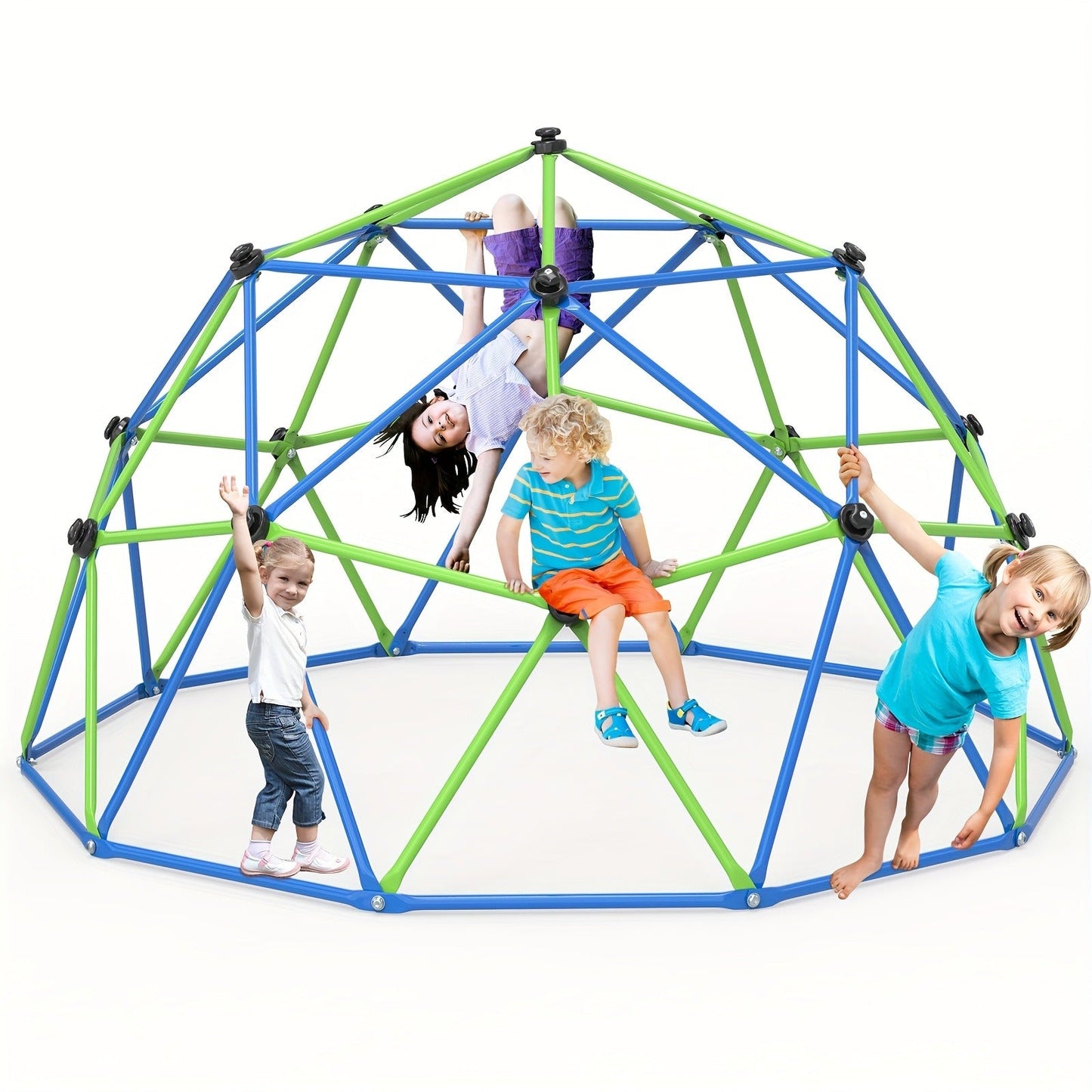 10FT Kids Climbing Dome with Hammock Swing Disc Swing Backyard Jungle Gym Steel Frame Outdoor Play Equipment 1000 LBS Capacity Gift for Boys