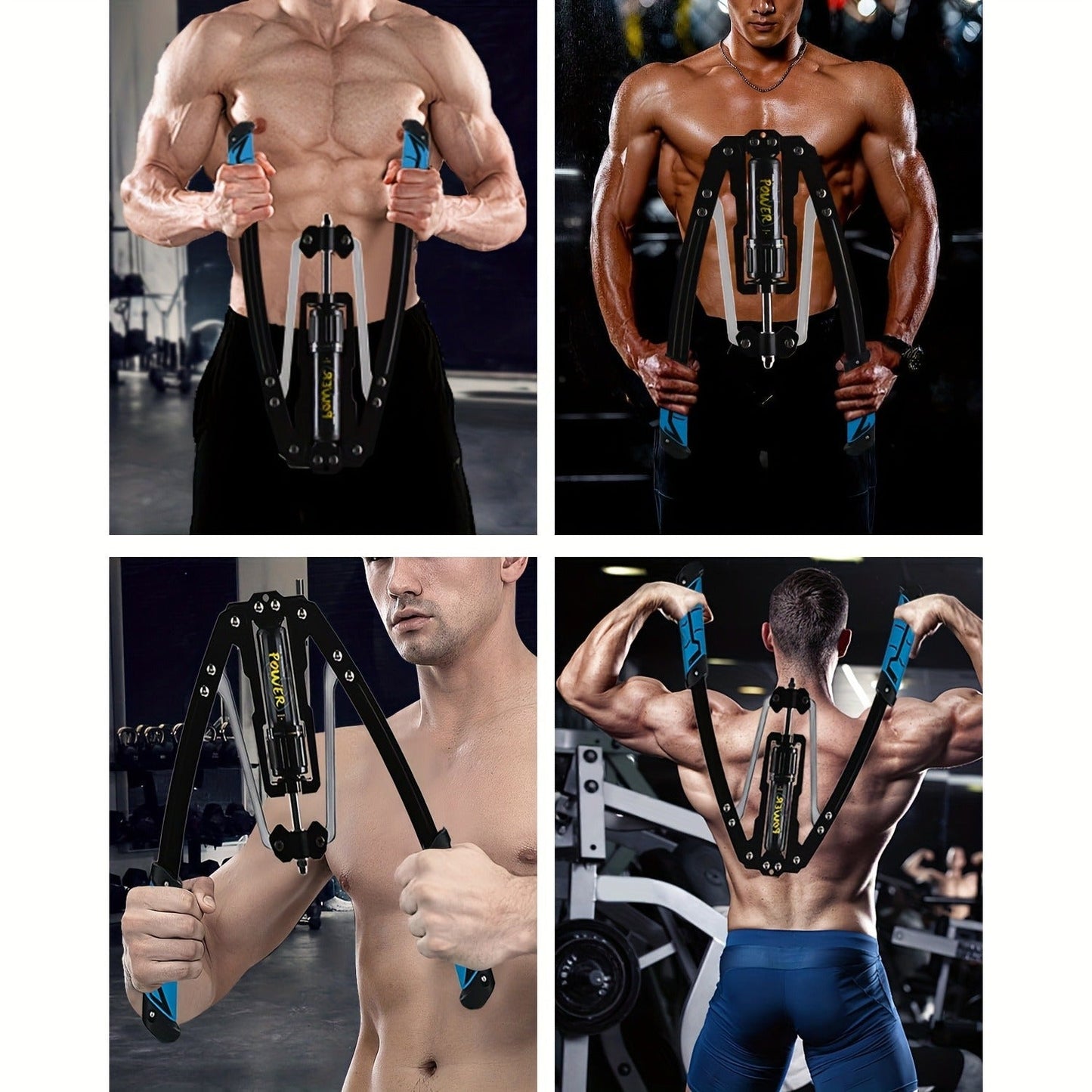 Hydraulic Arm Trainer Adjustable Resistance 22-440 lbs Carbon Steel Home Gym Equipment Chest Shoulder Back Multi-Muscle Workout Foldable