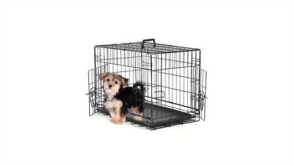 36-Inch Folding Wire Dog Crate with Two Door Accesses, Divider Panel, Removable Tray and Top Handle