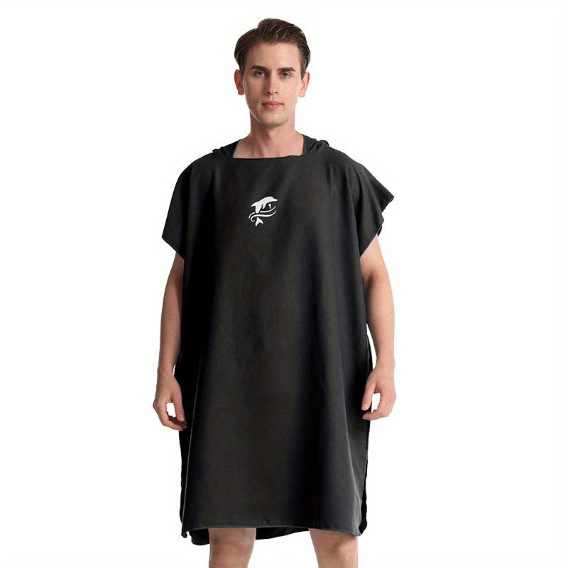 Quick-Dry Surf Poncho Towel Robe – Microfiber Beach Wrap with Shark Graphic, Super Absorbent Changing Robe for Swimming, Surfing & Travel
