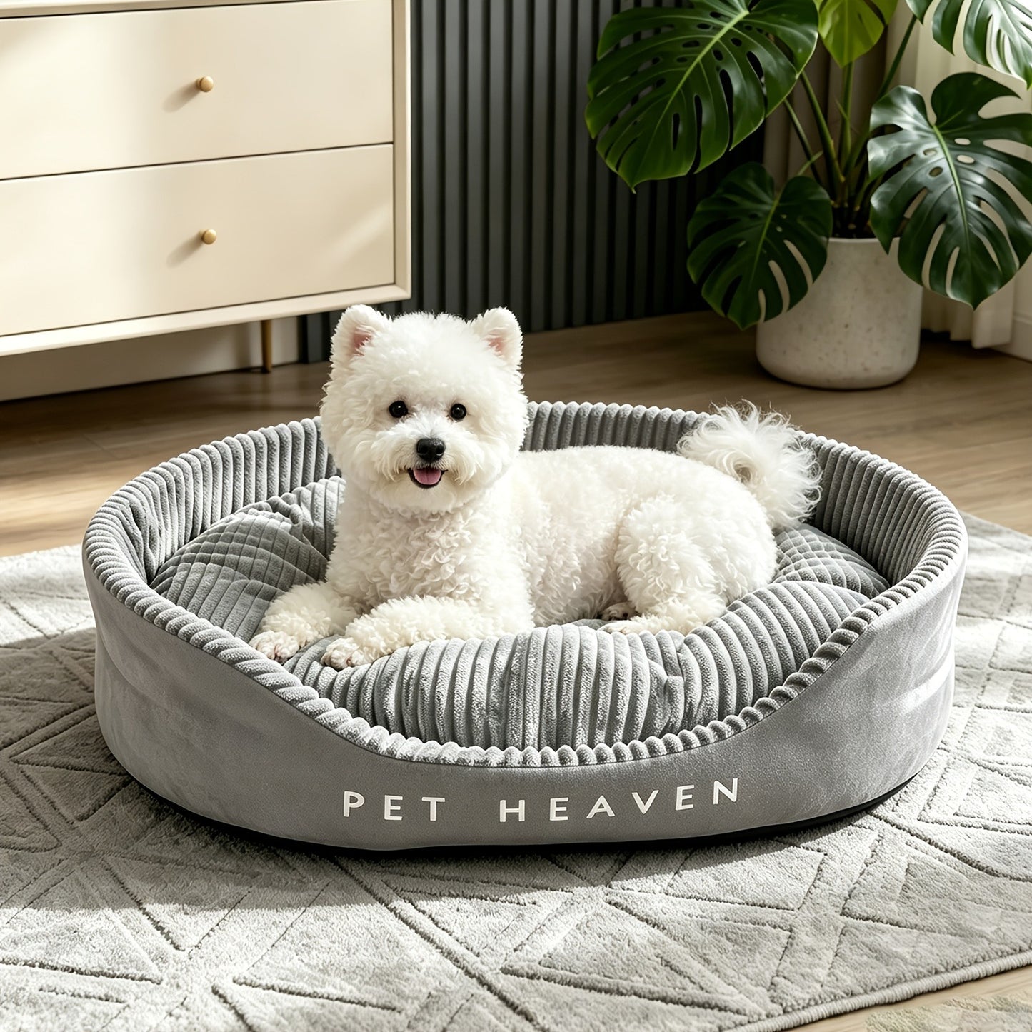 Furry Round Pet Bed for Dogs & Cats – Soft Warm Washable Dog Bed with Anti-Slip Base, Foldable Breathable Plush Cat Bed Mattress