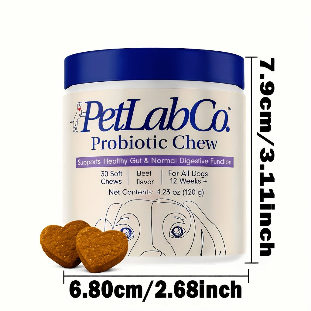 Dog Probiotic Chewable Supplement, 30-Count 4.23-Ounce Container with One- or Three-Piece Packs