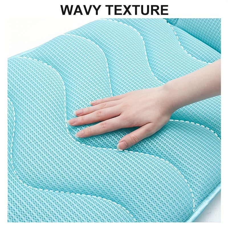Full-Body Bathtub Cushion in 60 × 21.7-Inch Size with Aqua Mesh, Raised Headrest and Lumbar Pad