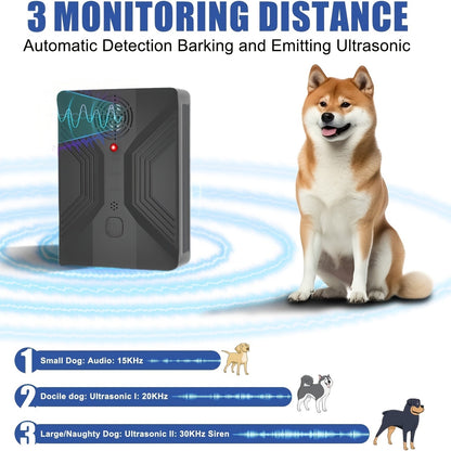 Ultrasonic Anti-Barking Device – Automatic Dog Bark Deterrent with 3 Frequency Modes & 50ft Range | Rechargeable 1500mAh