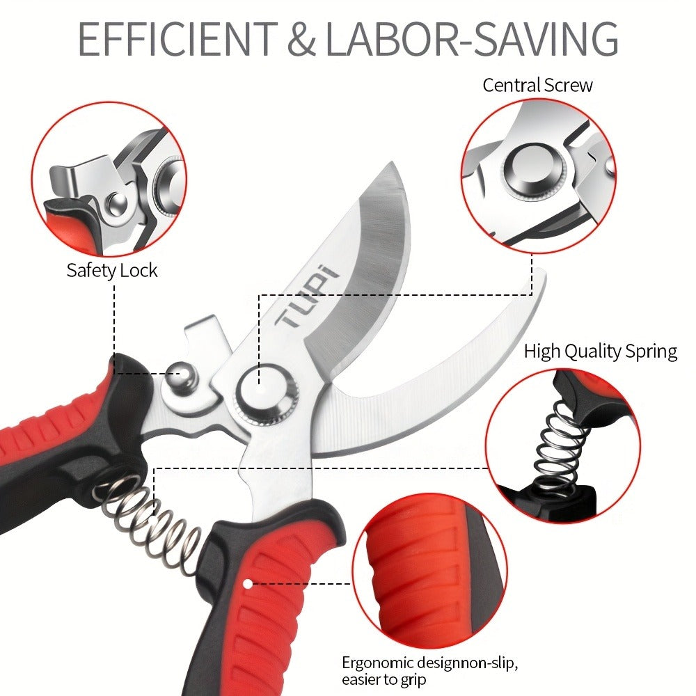 Bypass Pruning Shears 2-Pack – Ambidextrous High-Carbon Steel Fruit Scissors for Left & Right Hand, Garden Trimming Shears