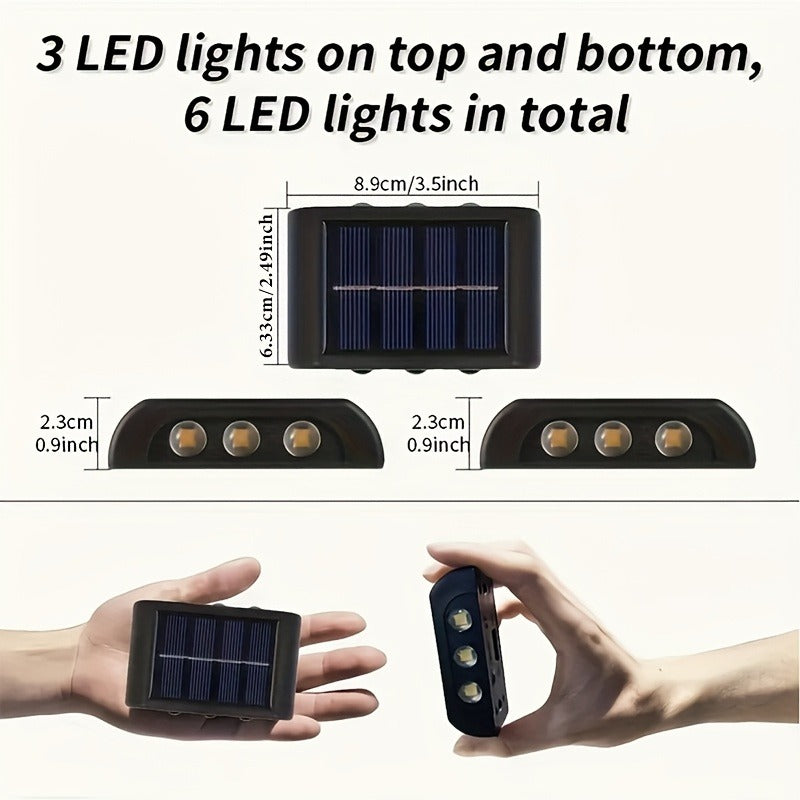 Solar Wall Light Outdoor 8 Pack 6 LED Deck Fence Garden Lamp Waterproof Auto Dusk to Dawn Courtyard Pathway Garage Yard Decoration