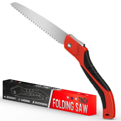 Folding Saw Portable Pruning 7-Inch SK5 Blade Collapsible Manual Wood Cutting Saw for Camping, Survival