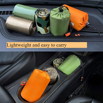 Emergency Sleeping Bag 4-Pack with Survival Whistles – Mylar Thermal Blanket Shelter Bag, Lightweight Waterproof Bivy Sack for Camping