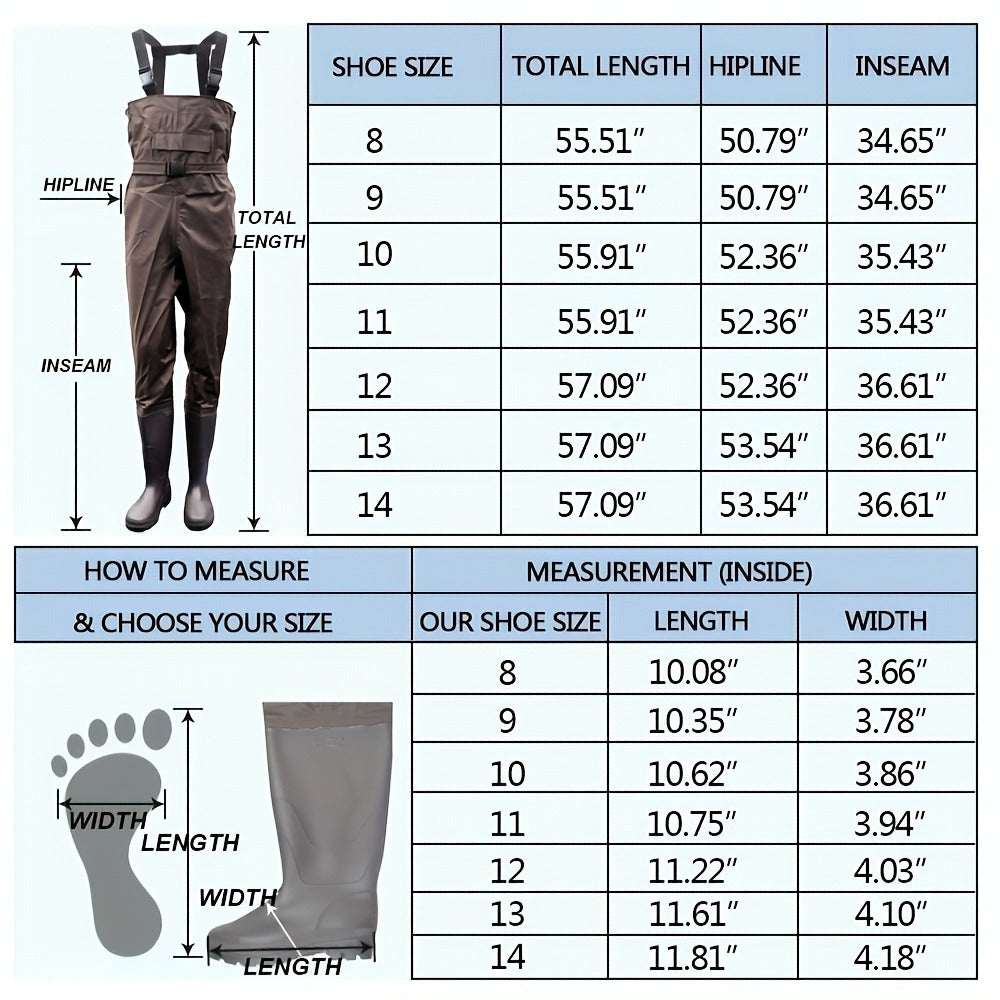 Fishing Waders with Boots for Men & Women – 3-Ply Nylon Lightweight Breathable Wading Pants with PVC Lining, Anti-Slip Sole & Pockets