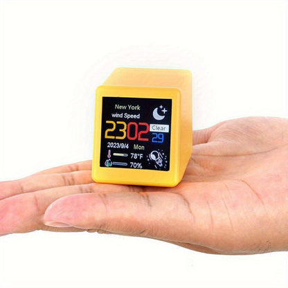 WiFi Weather Station Desktop Clock – Mini Smart Display Temperature Humidity Atmospheric Pressure Wind Speed GIF Animation
