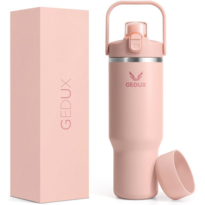 Vacuum Insulated Tumbler 32oz Stainless Steel with Handle Straw 2-in-1 Lid Chug Straw Lid Silicone Boot Matte Finish Keeps Drinks Cold Hot