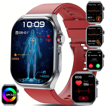 Smart Watch 2.04-Inch AMOLED Display with Bluetooth 5.3 Calling, 530mAh Battery and Six Strap Options