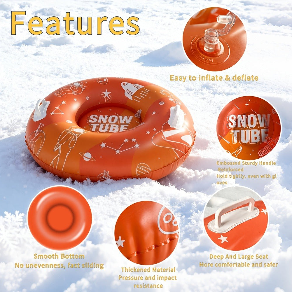 Snow Tubes for Adults 36 Inch 3-Pack – Extra-Large PVC Snow Sleds with 2 Dual Handles, Heavy-Duty Inflatable Snow Tubes for Hill Sledding
