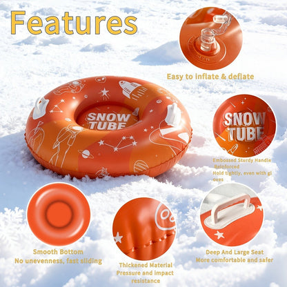 Snow Tubes for Adults 36 Inch 3-Pack – Extra-Large PVC Snow Sleds with 2 Dual Handles, Heavy-Duty Inflatable Snow Tubes for Hill Sledding