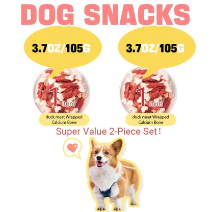 Chicken & Duck Wrapped Bone Biscuits Dog Treats – Hypoallergenic Grain-Free High Protein Low Fat for Small Medium Large Dogs