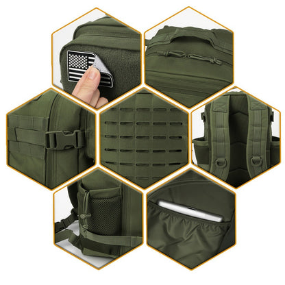 25L Tactical Laptop Backpack with Dual Side Bottle Pockets and Nine Color or Pattern Options