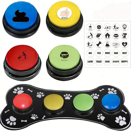 Dog Communication Buttons for Talking – Pet Training Buttons with Mat, Recordable Dog Talking Button Set, Durable Easy-Clean