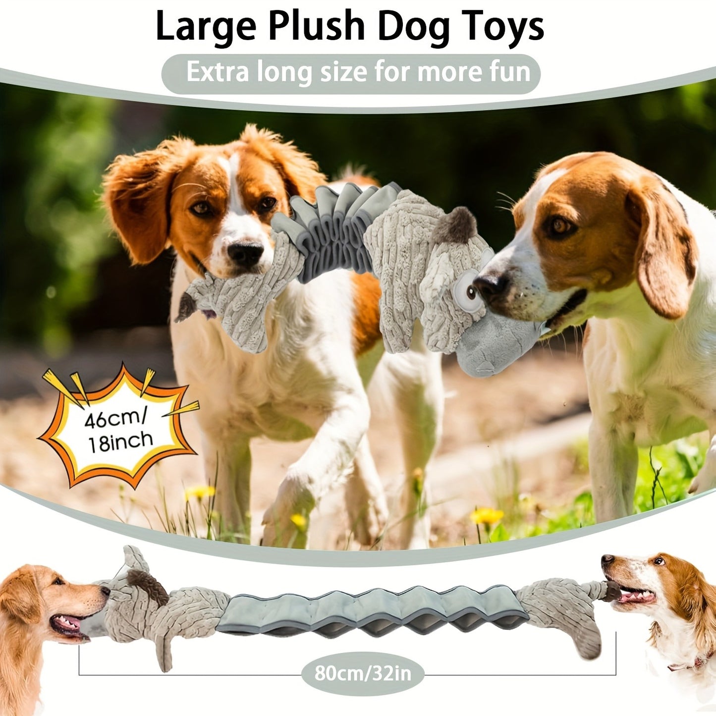Dog Chew Toy Donkey Plush Squeaky Stretch Toy for Dogs – Durable Soft Stuffed Animal Chew Toy for Small Medium Large Dogs
