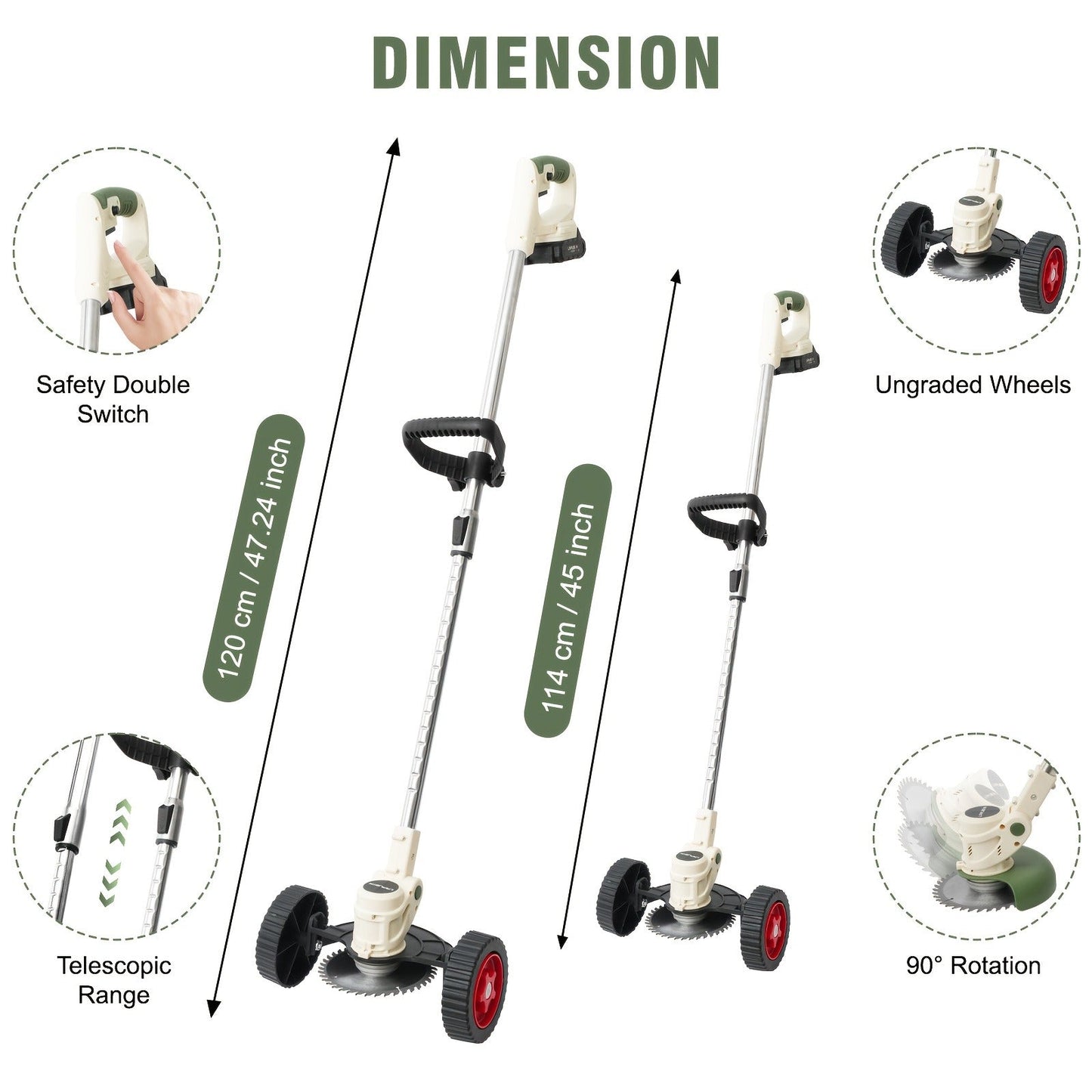 Weed Wacker Cordless 24V Brush Cutter, Electric String Trimmer with 2 Batteries & Charger, 3 Blade Types