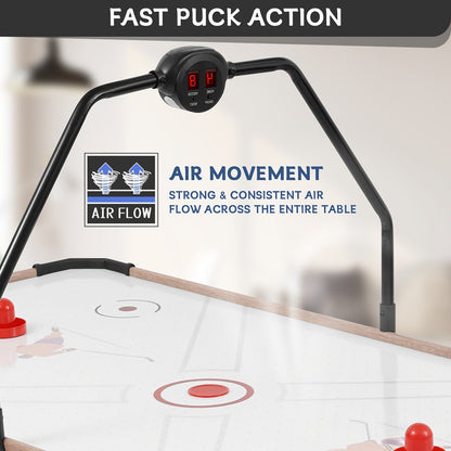 54 Inch Air Hockey Table with LED Scorer – Indoor Arcade Hockey Game Set with 2 Pucks & 2 Pushers, Portable Sports Gaming Table for Game