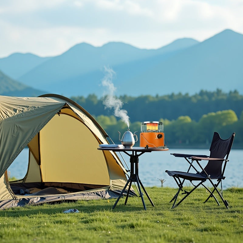 Two-in-One Outdoor Propane Radiant Heater and Cooking Stove with Hose, Converter and 7-Inch Orange Body