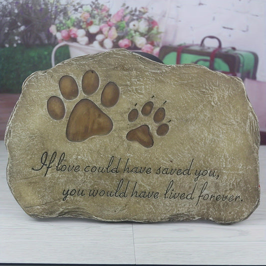 Pet Memorial Stone Hand-Painted Paw Print Garden Grave Marker for Dogs & Cats, Sympathy Loss Gift Indoor Outdoor Pet Remembrance Stone