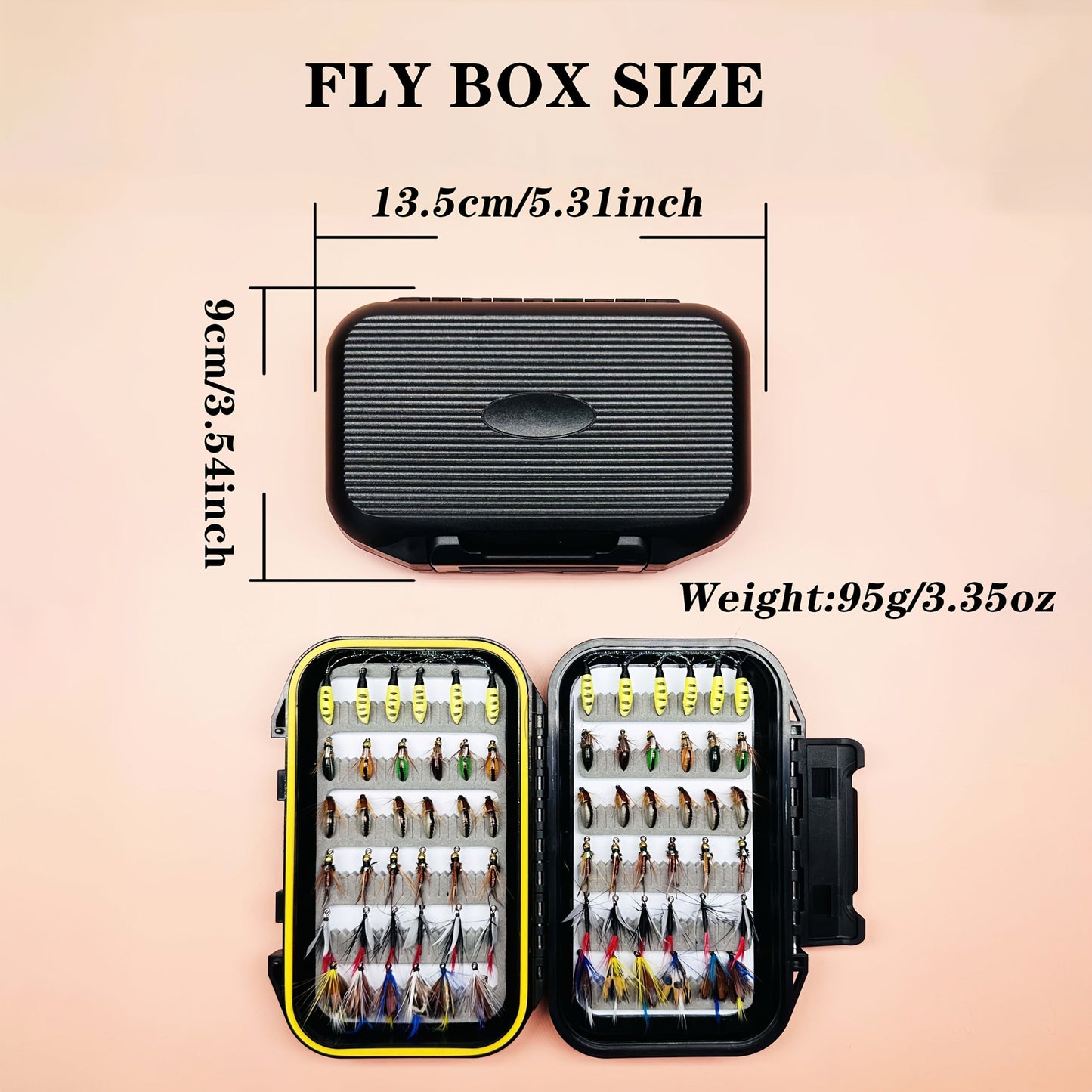 Fly Fishing Lures 72pcs Dry & Wet Flies Assortment with Fly Box – Hand-Tied 6 Patterns for Trout, Bass & Salmon, Biomimetic Bait